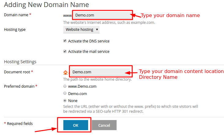 Add Addon Domain Plesk