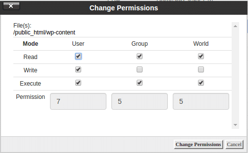 change permissions of files and folders