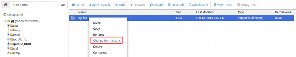 change permissions of folders