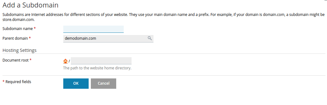 Add Subdomain Plesk