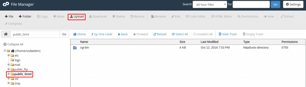 Upload website Contents cPanel