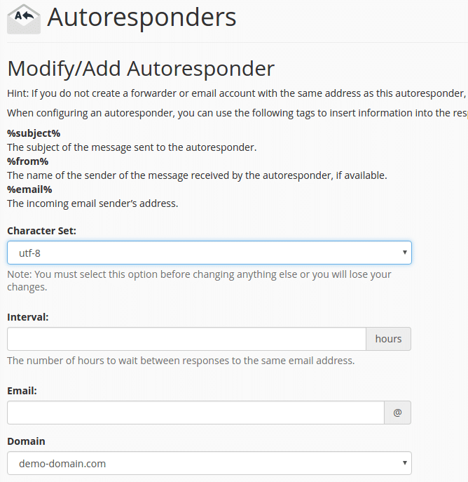 cpanel autorespnder