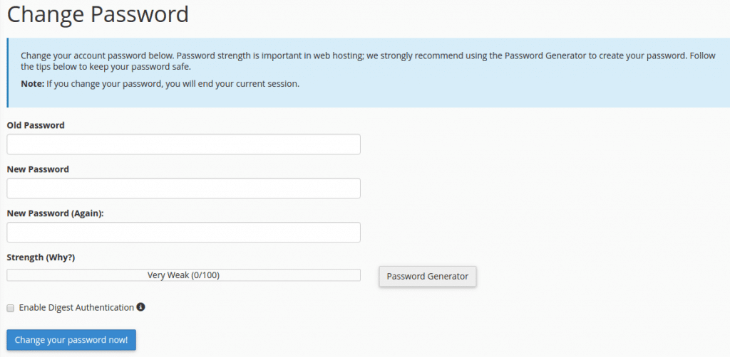 Change your cPanel Password