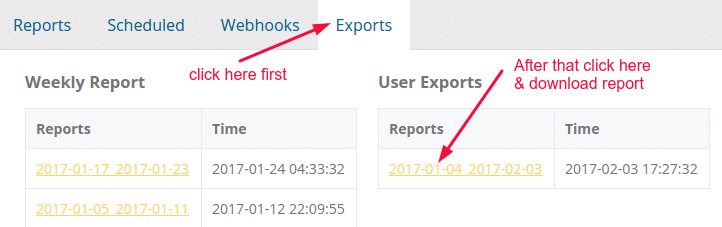 export delivery report