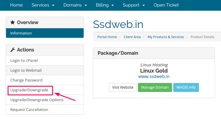 Select upgrade option