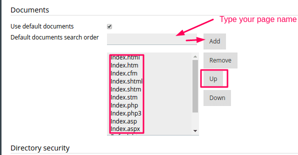 default page in plesk control panel