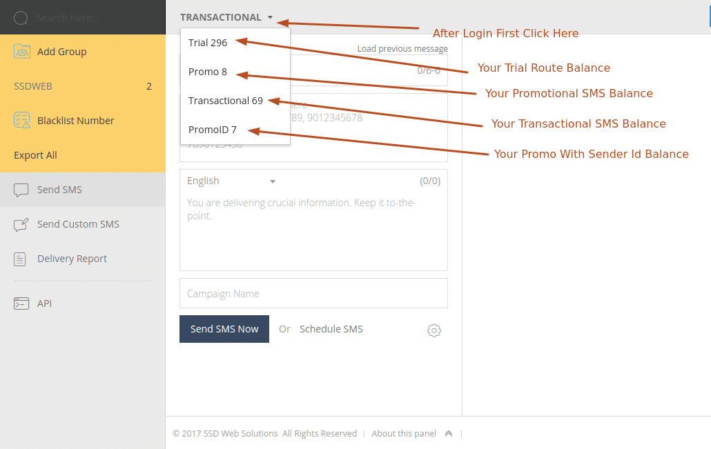 check SMS account balance