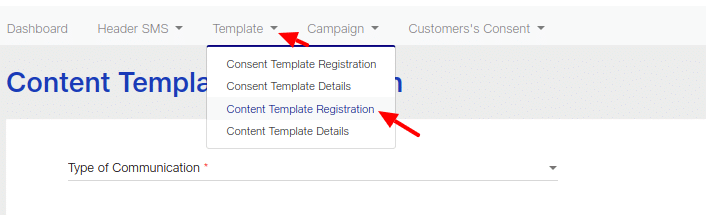 content template registration