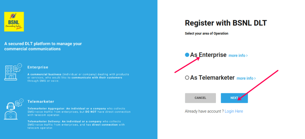 BSNL DLT Entity Registration
